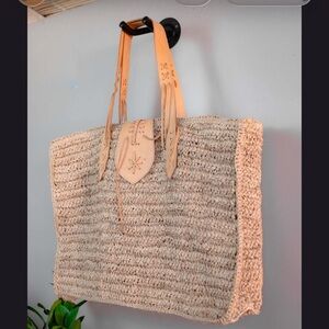 Chic Beige Woven Tote Bag